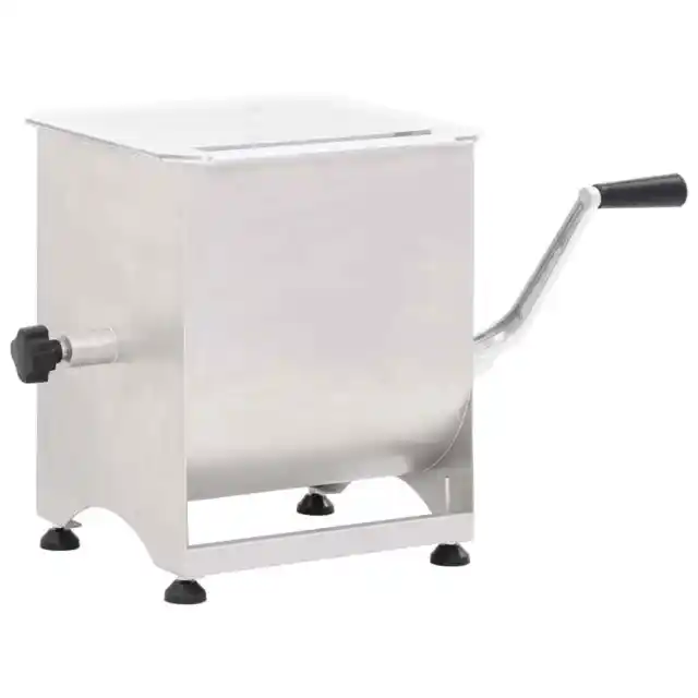 Manual Meat Mixer with Lid Silver 44 L Meat Blender Sausage Mixer Machine New