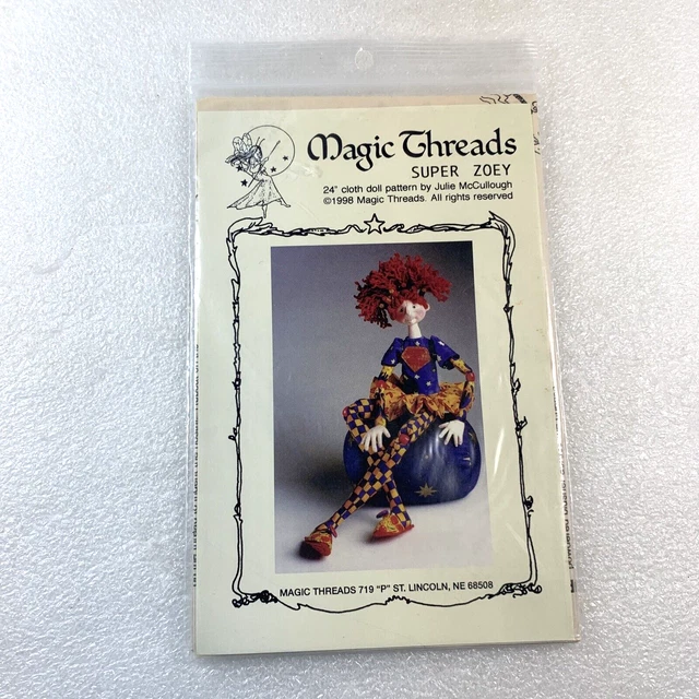 1998 Magic Threads Super Zoey 24" Cloth Doll Pattern by Julie McCullough, New
