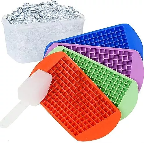 Combler Mini Ice Cube Tray with Lid and Bin, Ice Trays for Freezer 3 Pack,  123X3 Pcs Upgraded Round Ice Cube Trays, Mini Ice Maker, Crushed Ice Tray