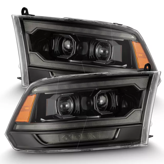 For 09-18 Dodge Ram Luxx G2 Alpha Black LED Projector Headlight Headlamp 1 Pair