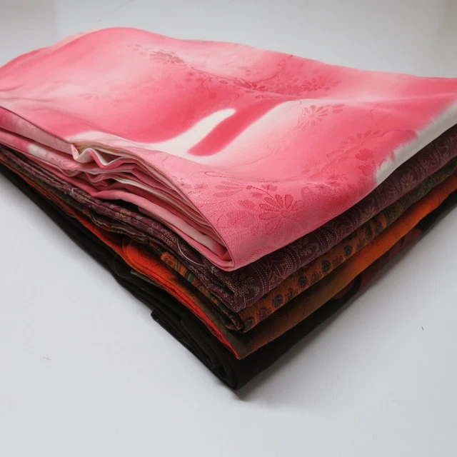7T1406z29  Japanese Kimono Silk HAORI 5pcs FREE SHIPPING Flowers