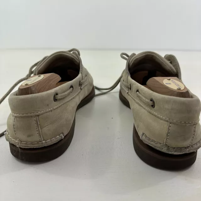 VTG TIMBERLAND NUBUCK Boat Shoes Mens 9 2 Eye Tan Beige Leather Made In ...
