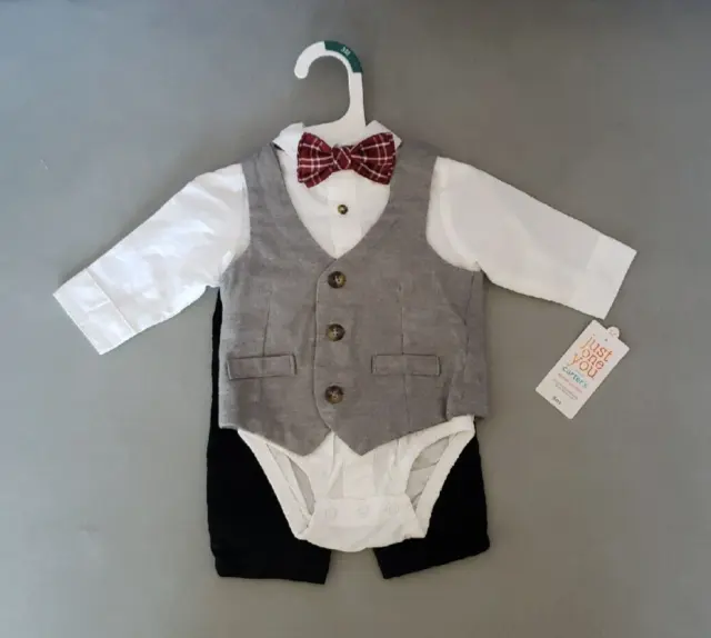 Carter's Just One You Special Occasion 3M Baby Boy's 4 Piece Set Gray Black Wht