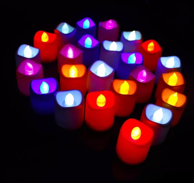 Velas candelitas LED de plástico sin llama y sin humo Diya, juego de 12 pilas 3