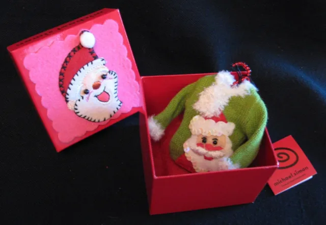 MICHAEL SIMON MINI SWEATER Santa Claus Christmas Ornament In Box Style H09236