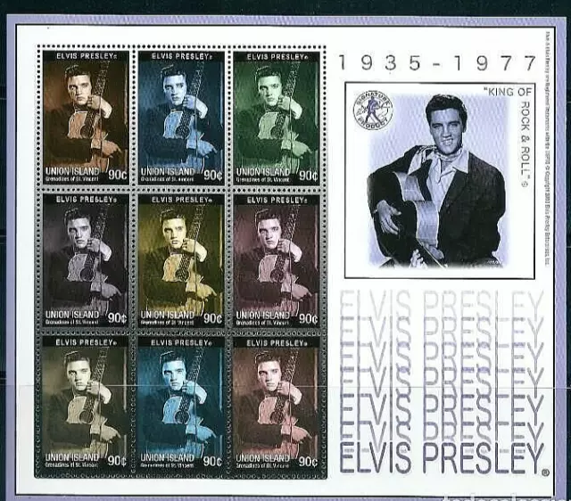 SELLOS TEMA CINE. ST. VICENTE GRANADINES 2003. ELVIS PRESLEY. MINIHOJA 9v.