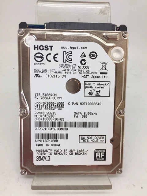 Disque Dur Interne HGST 1To 2.5″ – Modèle HTS541010A9E680 – Occasion Formaté