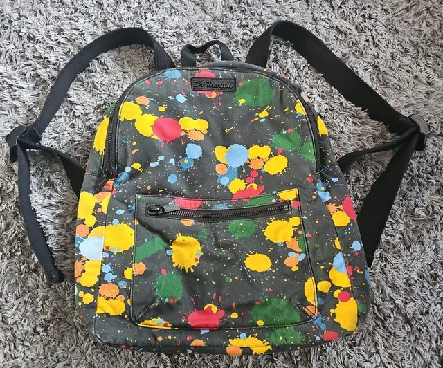 VGC Dr Martens Paint Splatter Splash Black Canvas Airwair Large Backpack Bag