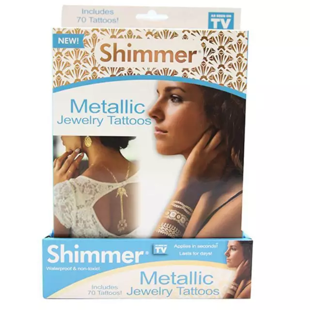 Shimmer Metallic Jewelry Tattoos gold & silver designs - Good Quality -Temporary
