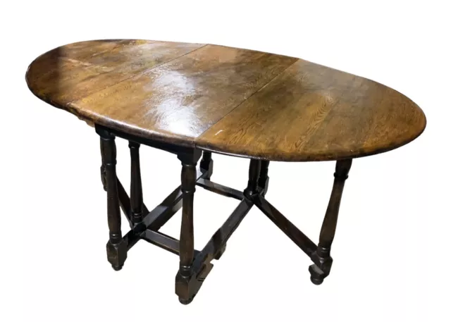 Georgian Antique Oak Gate Leg Table Large And Heavy