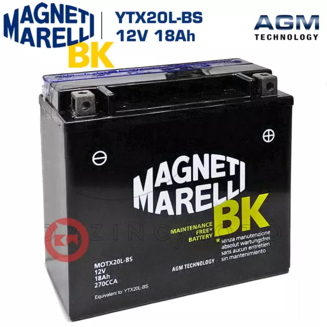 BATTERIA MARELLI YTX20L-BS 18Ah HARLEY DAVIDSON VRSCAW V-ROD 1250 2008-2009