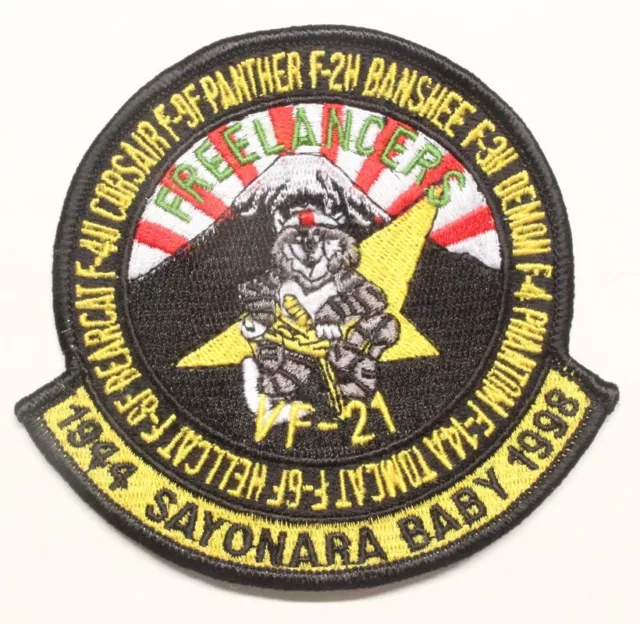 USN Navy patch:  Fighter Squadron 21 (VF-21) Sayonara Baby. 1998