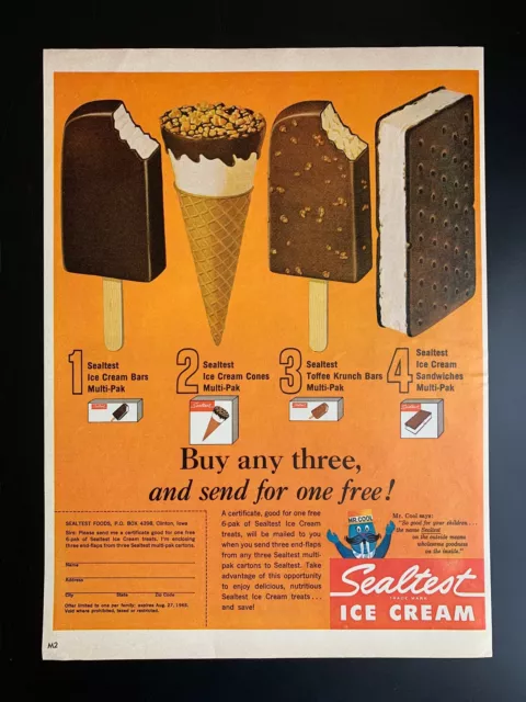 Vintage 1965 Sealtest Ice Cream Print Ad