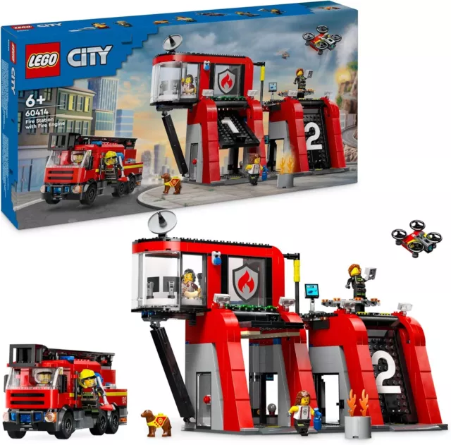 LEGO City Caserma dei Pompieri e Autopompa, Stazione con Camion Giocattolo...