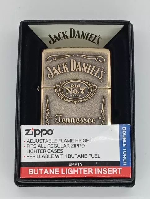 Zippo Jack Daniels Gold Emblem 254BJD428 Double Torch refillable Butane Lighter