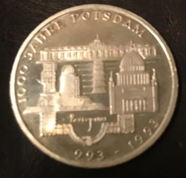 10 DM 1993 F Gedenkmünze 1000 Jahre Potsdam 625er Silber UNC Unzirkuliert
