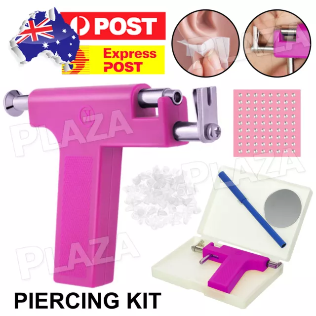 Pro Steel Ear Nose Navel Body Piercing Gun Kit Tool Set with Pack Of 98 Studs AU