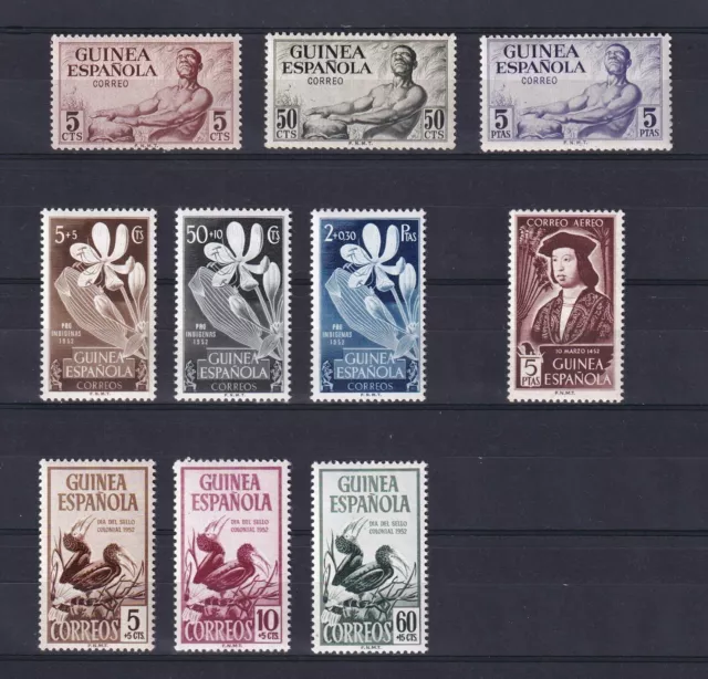 Colonias españolas GUINEA Año 1952 completo Edifil 311/320 MNH LUJO Cat. 51,6 €