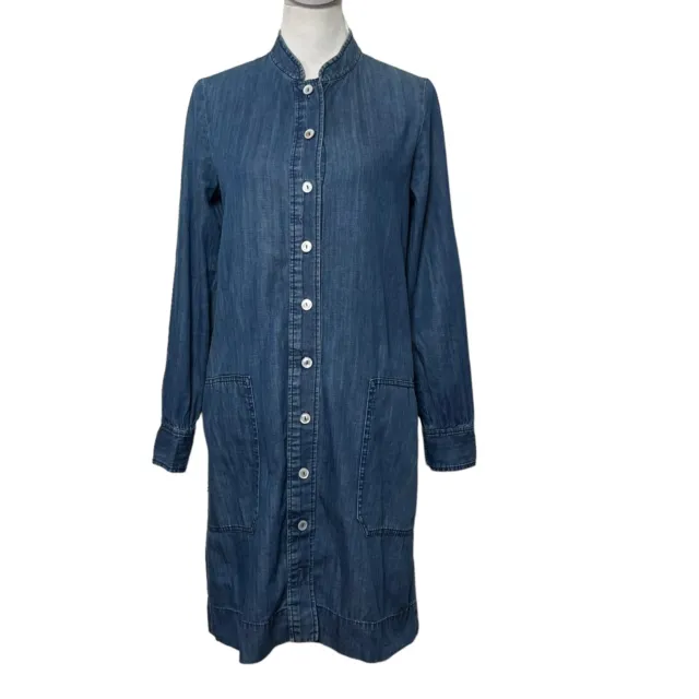 A.P.C. Women’s Denim Shirt Dress Front Button Up Blue Size 36