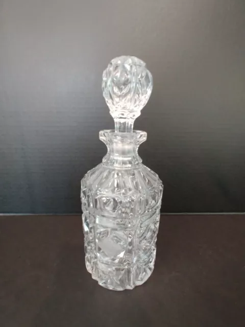 Vintage American Brilliant cut clear crystal liquor wine decanter glass bottle .