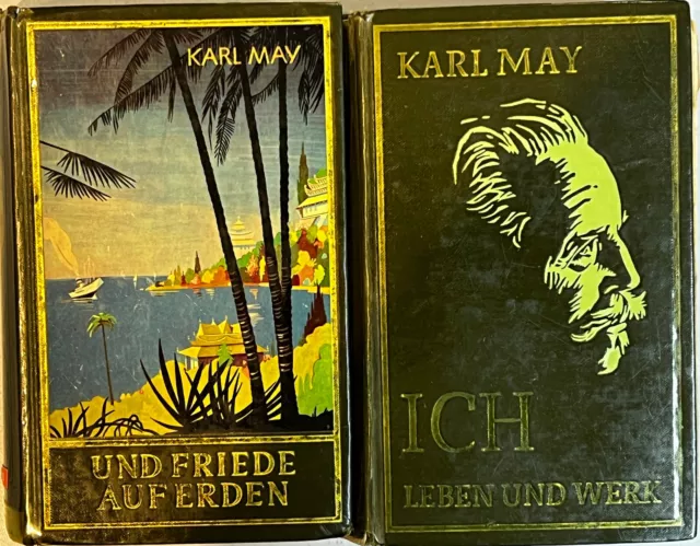 Karl-May Bände 30 + 34, USTAD-Verlag Bamberg, 1958, aus Leihbücherei.