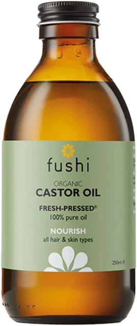 Fushi Organic Castor Oil 250Ml 100% Pure Cold & Fresh-Pressed for Dry Skin & Hai