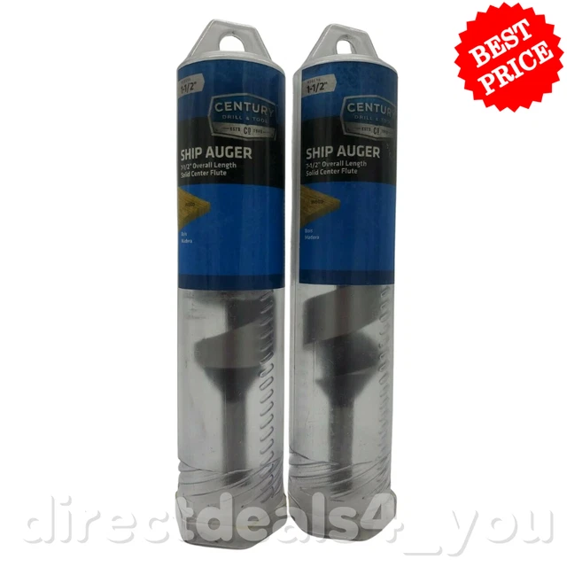 CENTURY DRILL & TOOL 38596 1-1/2" x 7-1/2" Ship Auger 1/2" Shank Pack of 2