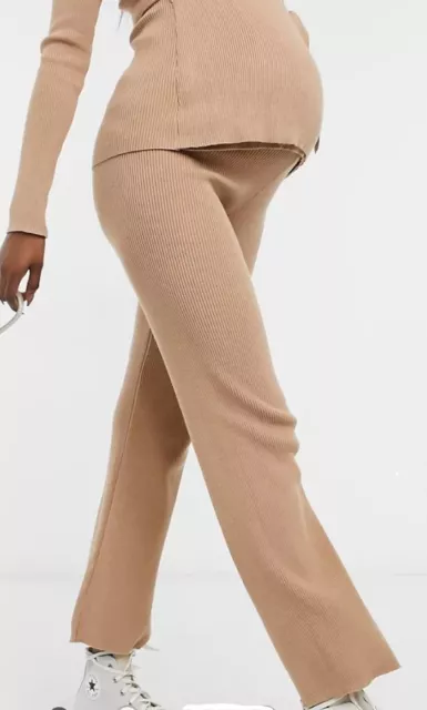 New Look Maternity Wide Leg Trousers Size Beige / Tan /Camel ColurUK 8 2