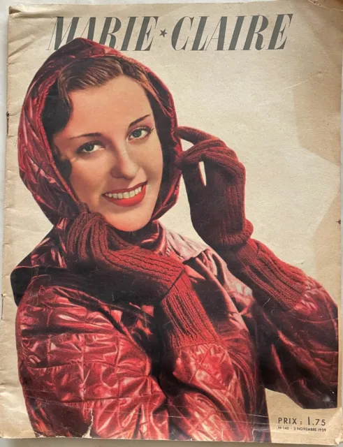 MARIE-CLAIRE n° 140 du 3 Novembre 1939 ancienne revue mode couture pour femme