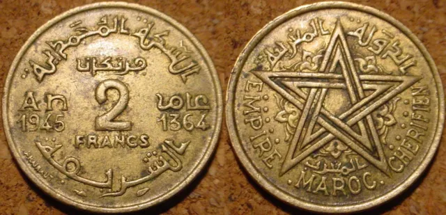 **Nice Grade  1945  2  Francs Morocco***
