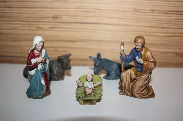 5 Santons de Provence Ane boeuf Marie Joseph Jesus pour Crèche de Noël
