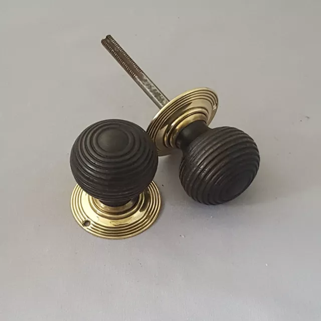 Edwardian Mahogany Beehive Door Knobs 3