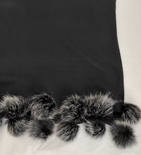 Lilly Pulitzer Quinney Black Pom Pom Wrap Shawl ~ Cashmere & Wool ~ One Size ~