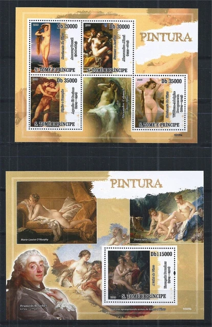 Sao Tome And Principe 2009 Sheet Block Set Minr : 4093 - 97 Painting Venus