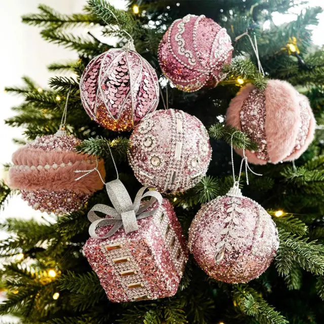 1/7 Sparkling Sequin Hanging Ball Ornament For Christmas Tree T7 8CM C9F1 G1R7