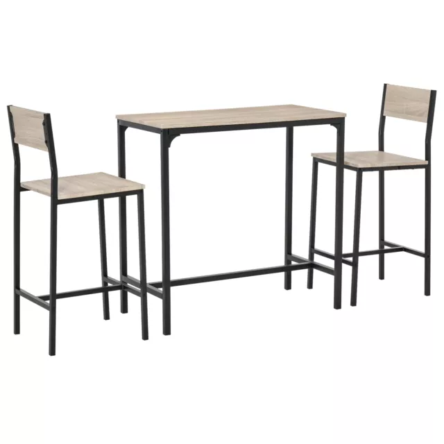 Industrial Counter-Height 3-Piece Table and 2 High Back Stools Set for Small Spa