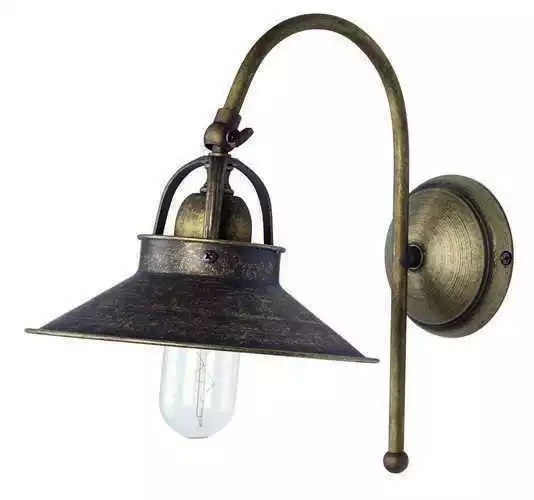 Applique lampada parete in ottone brunito con campana