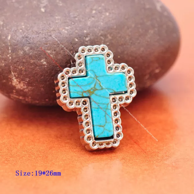 10X Silver Natural Turquoise Cross Leathercraft Belt Leather Holster Bag Concho