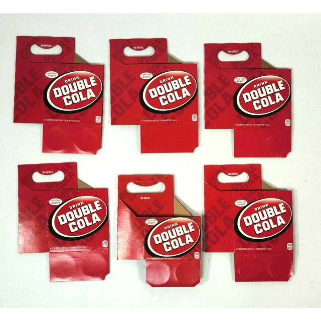 Vintage Double Cola Cardboard Bottle Carrier Carton 4-pack 12 Oz Bottles (Set 6)