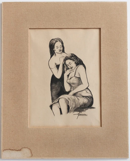 Old Southeast Asia painting: two women