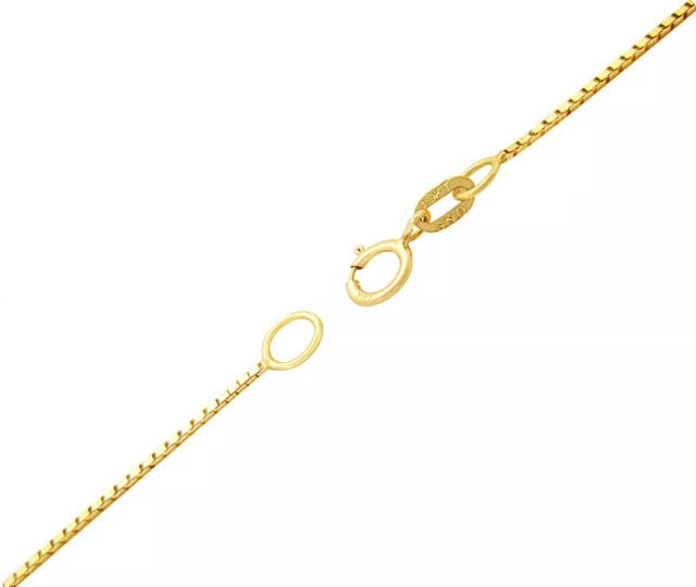 10K Yellow Gold BOX Chain Necklace 0.8 mm 16"-22" Womens Children's Box Chain