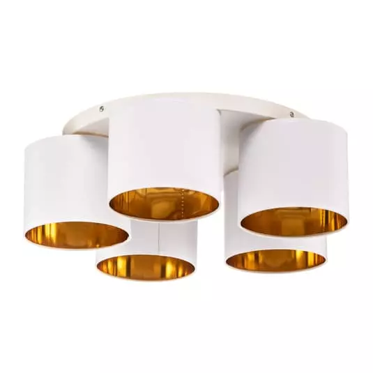 Euluna Deckenlampe Soho zylindrisch 5-flg. weiß gold Deckenlicht Deckenleuchte