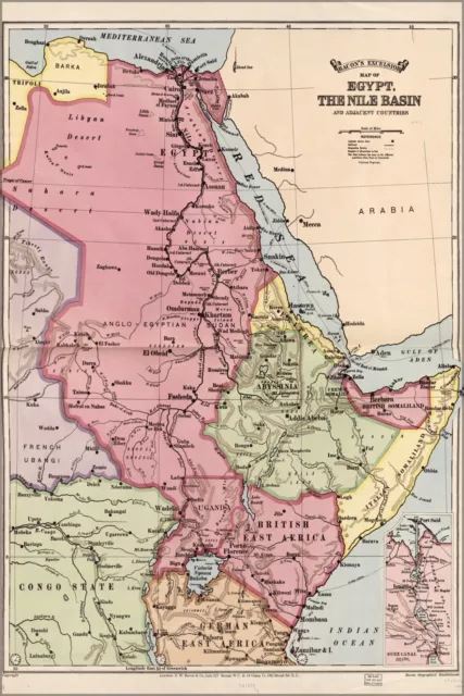 Poster, Many Sizes; Map Of Egypt, The Nile Basin And Adjoining Countries. 1916