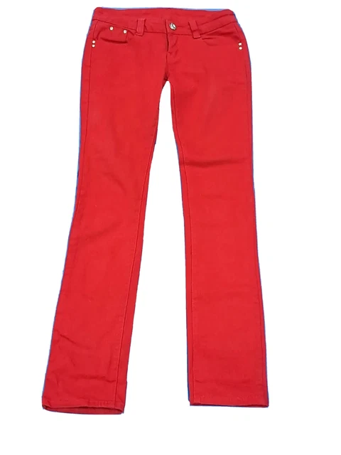 Jeans denim rossi gamba dritta vita bassa taglia 28" vita (HW05)
