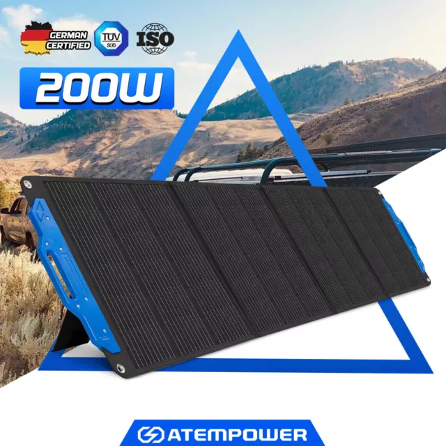 ATEM POWER 200W Flexible Folding Solar Panel Kit 12V Solar Mat Blanket Camping