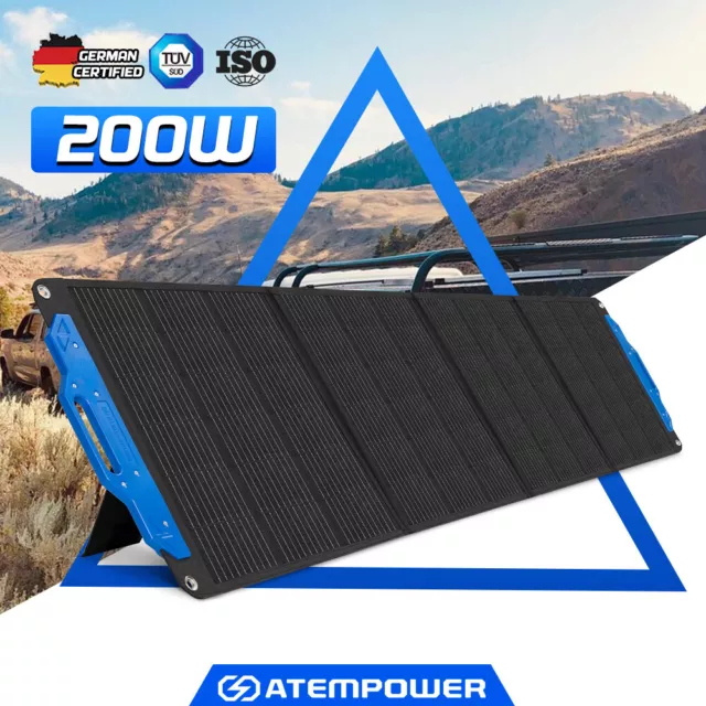 Atem Power 200W Flexible Folding Solar Panel Kit 12V Solar Mat Blanket Camping