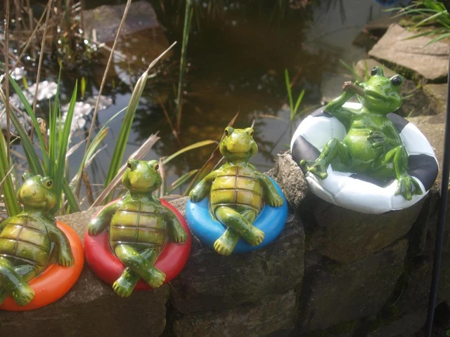 SCHILDKRÖTE FROSCH DEKO Figur Schwimmtier Teich wetterfest NEU EUR 9,95
