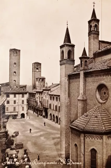 Cartolina - Alba - Piazza Risorgimento - Il Duomo - 1960 ca.