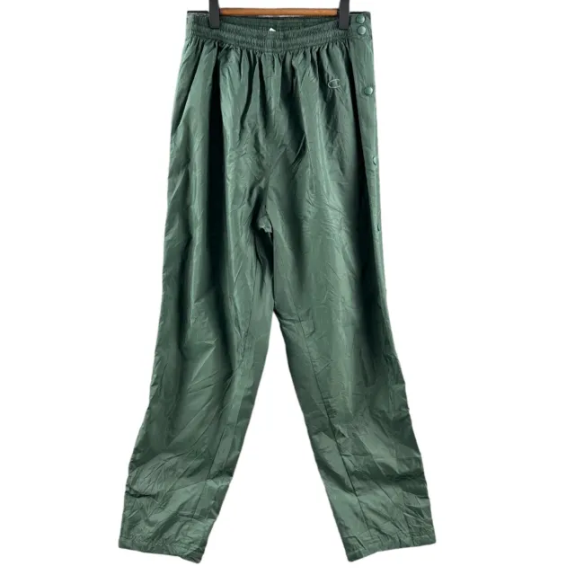 Vintage Champion Track Pants Mens Medium M Green 90s Lightweight Side Buttons