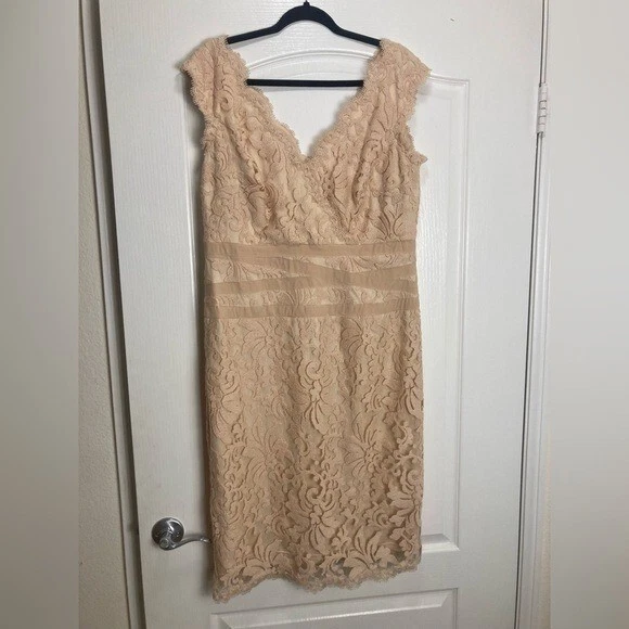 Tadashi Shoji Lace Midi Length Dress,Size 16 ,Blush ,Formal ,Wedding ,Evening